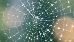 Dewy Spider Web Close-Up – free AI stock image