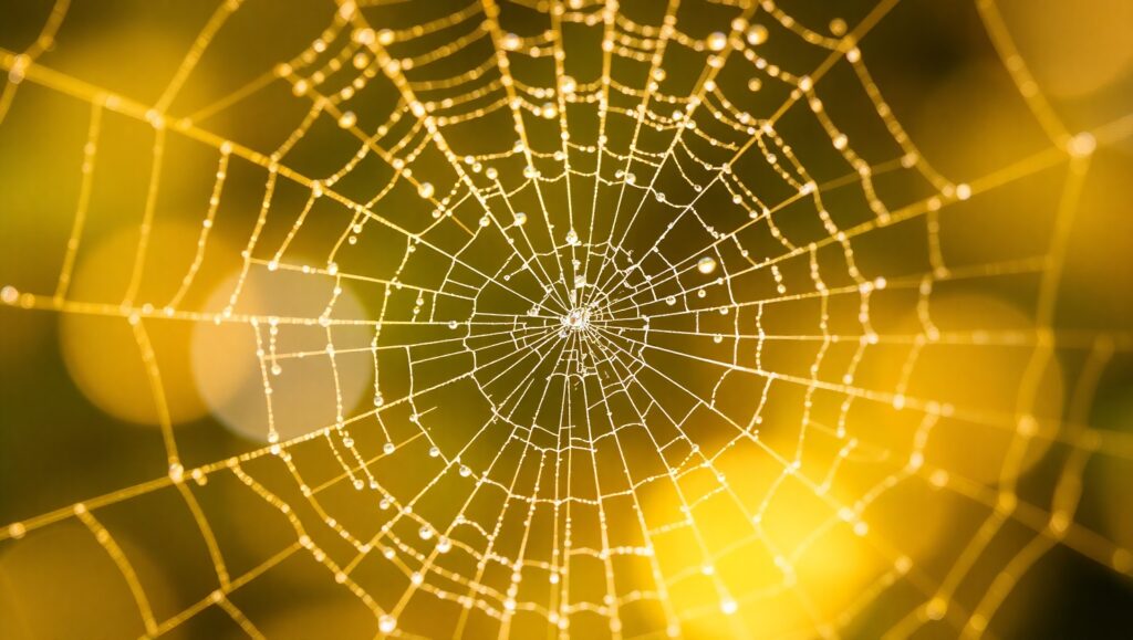 Dewy Spider Web Macro Magic – free AI stock image
