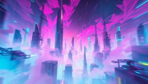 Digital Distortion of City Life – free AI stock image