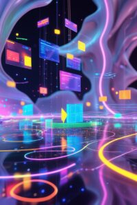 Digital Marketplace in a Virtual Landscape – free AI stock image