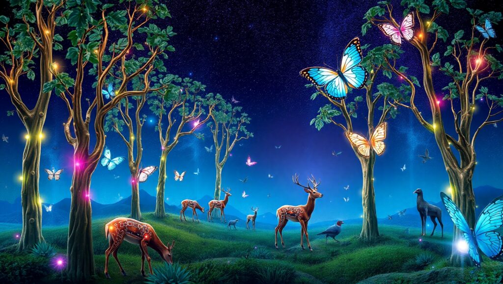 Digital Nature: A Surreal AI Collage – free AI stock image