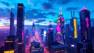 Distorted Neon Dreams – free AI stock image