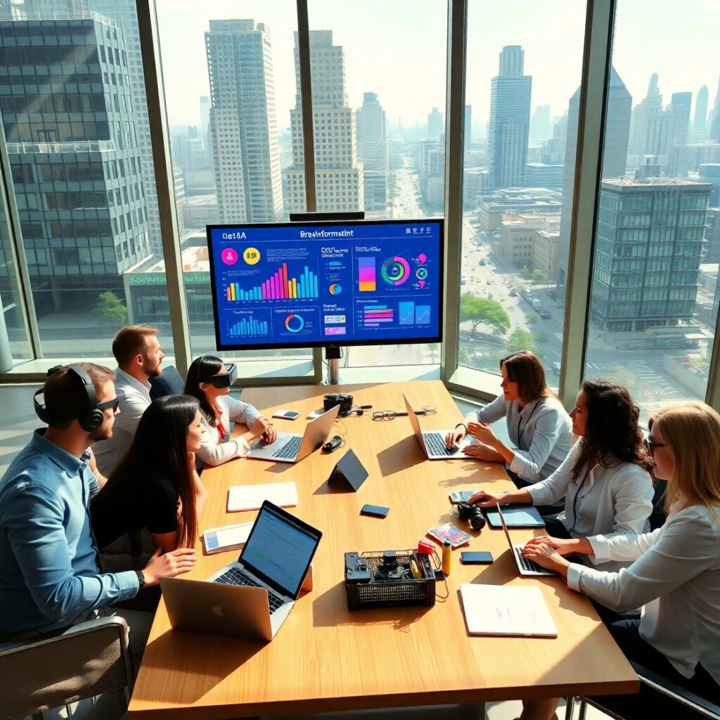 Diverse Business Team Collaborative Workspace – free AI stock image