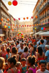 Diverse Crowd Celebrating Together in City Square – free AI stock image