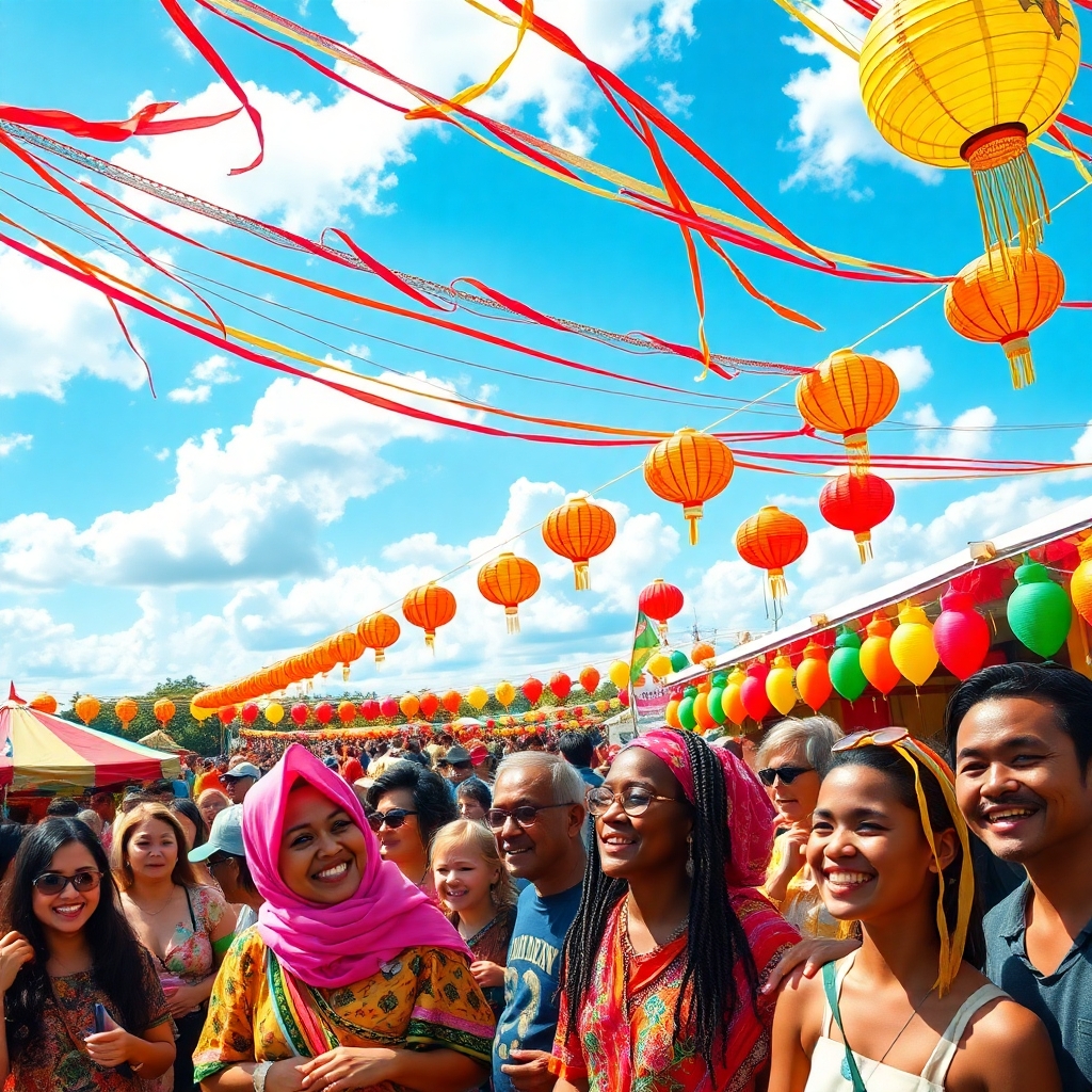Diverse Crowd Enjoying a Vibrant Festival – free AI stock image