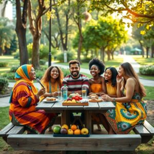 Diverse Group Engaged in Lively Conversation – free AI stock image