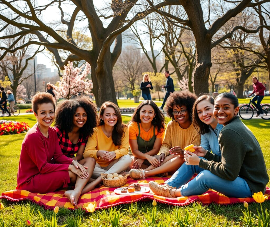 Diverse Group Enjoying a City Park – free AI stock image