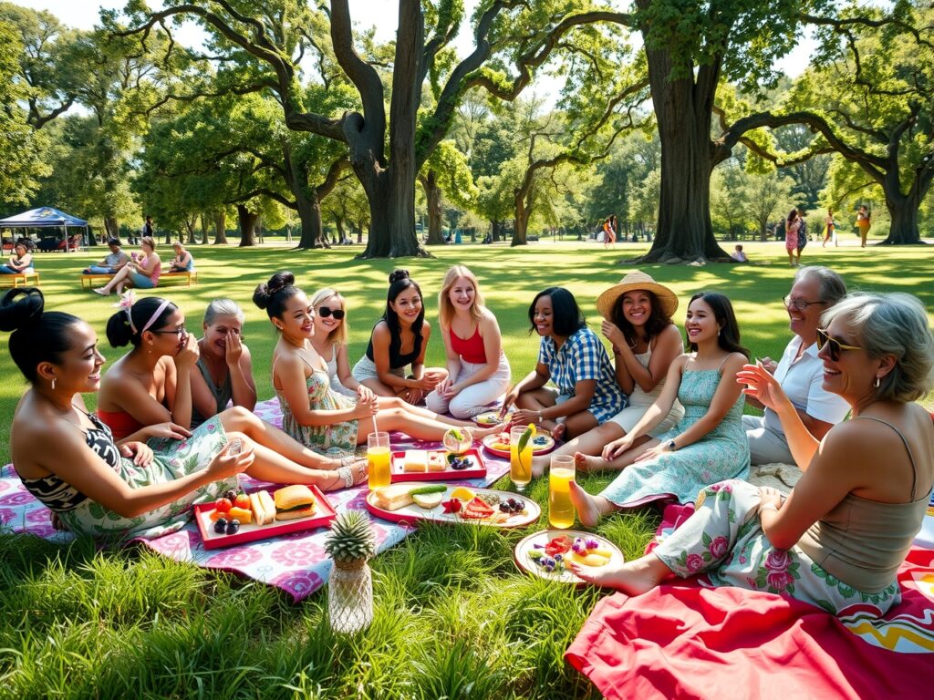 Diverse Group Enjoying a Summer Picnic – free AI stock image