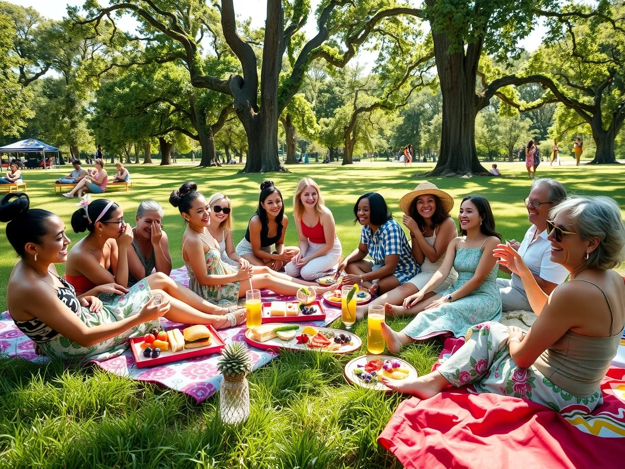 Diverse Group Enjoying a Summer Picnic