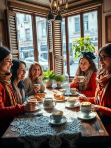 Diverse Group of Friends at a Café – free AI stock image