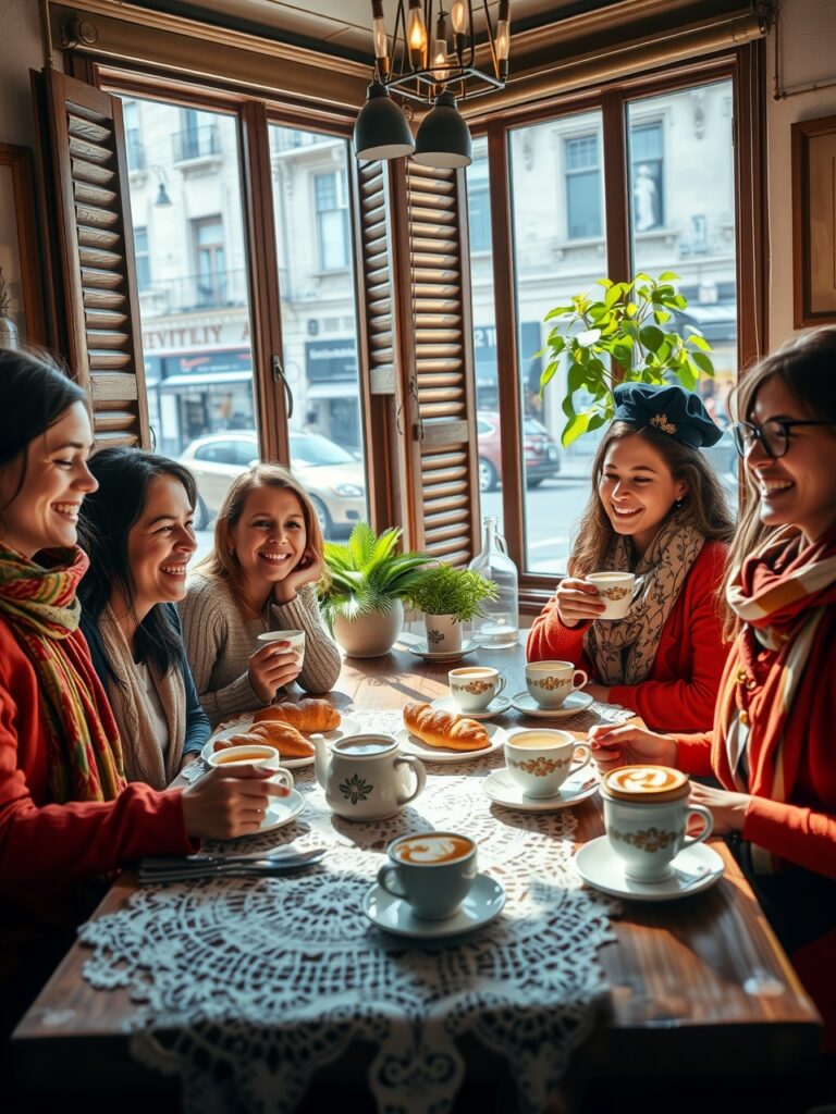 Diverse Group of Friends at a Café – free AI stock image