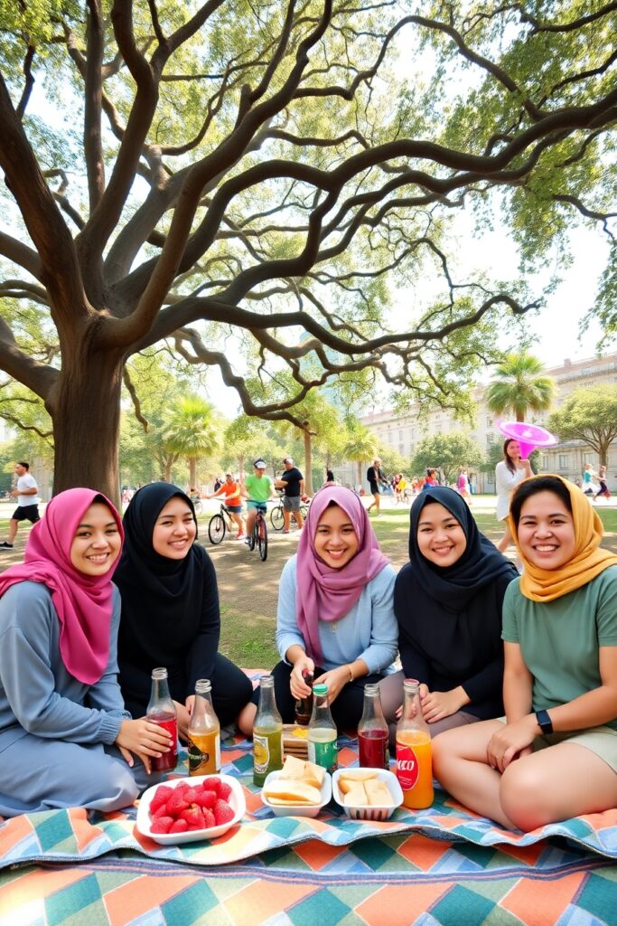 A Diverse Group of Friends in a City Park – free AI stock image