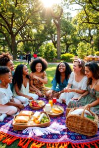 Diverse Group of Friends Enjoying a Picnic – free AI stock image