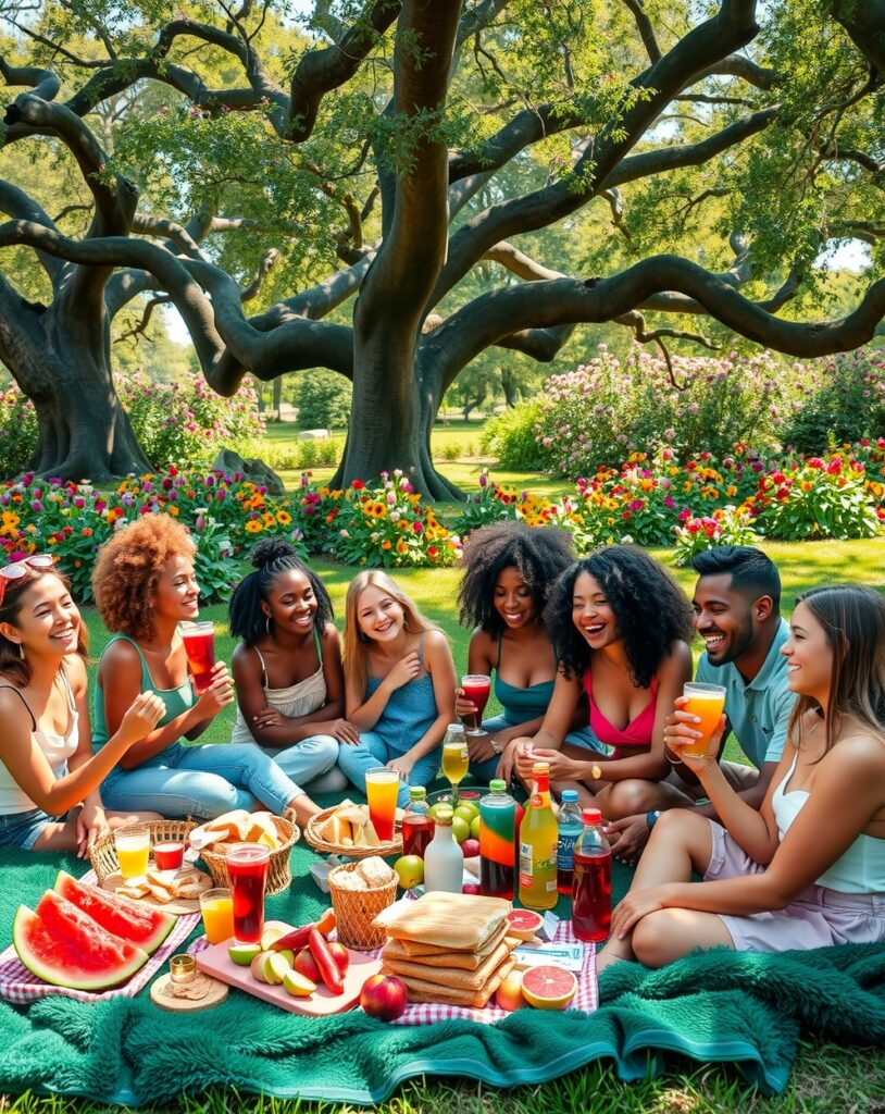 Diverse Group of Friends Enjoying a Picnic – free AI stock image
