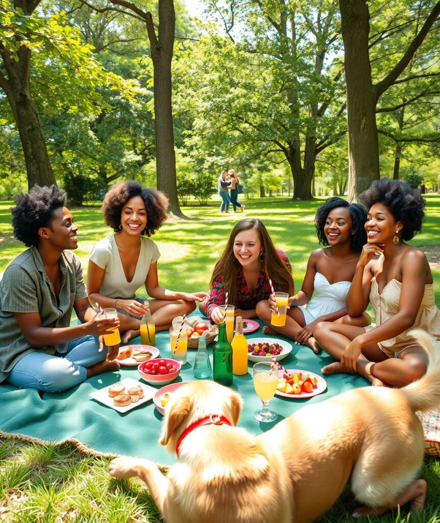 A Diverse Group of Friends Enjoying a Picnic – free AI stock image