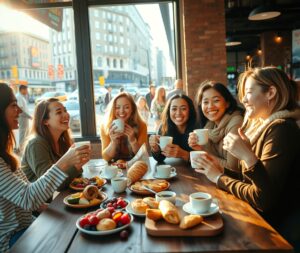 Diverse Group of Friends at a Café – free AI stock image