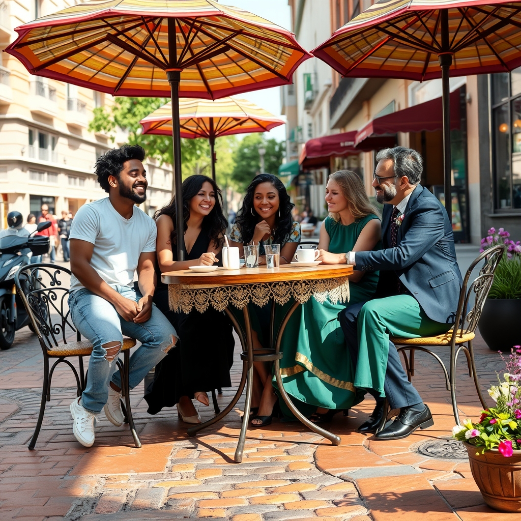 Diverse Group of Friends at a Café – free AI stock image