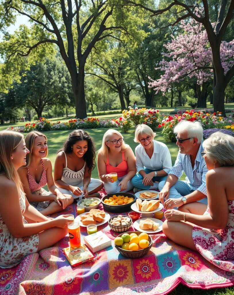 Diverse Group of Friends Enjoying a Picnic – free AI stock image