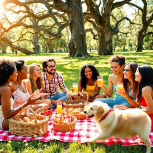 Diverse Group of Friends Enjoying a Picnic – free AI stock image