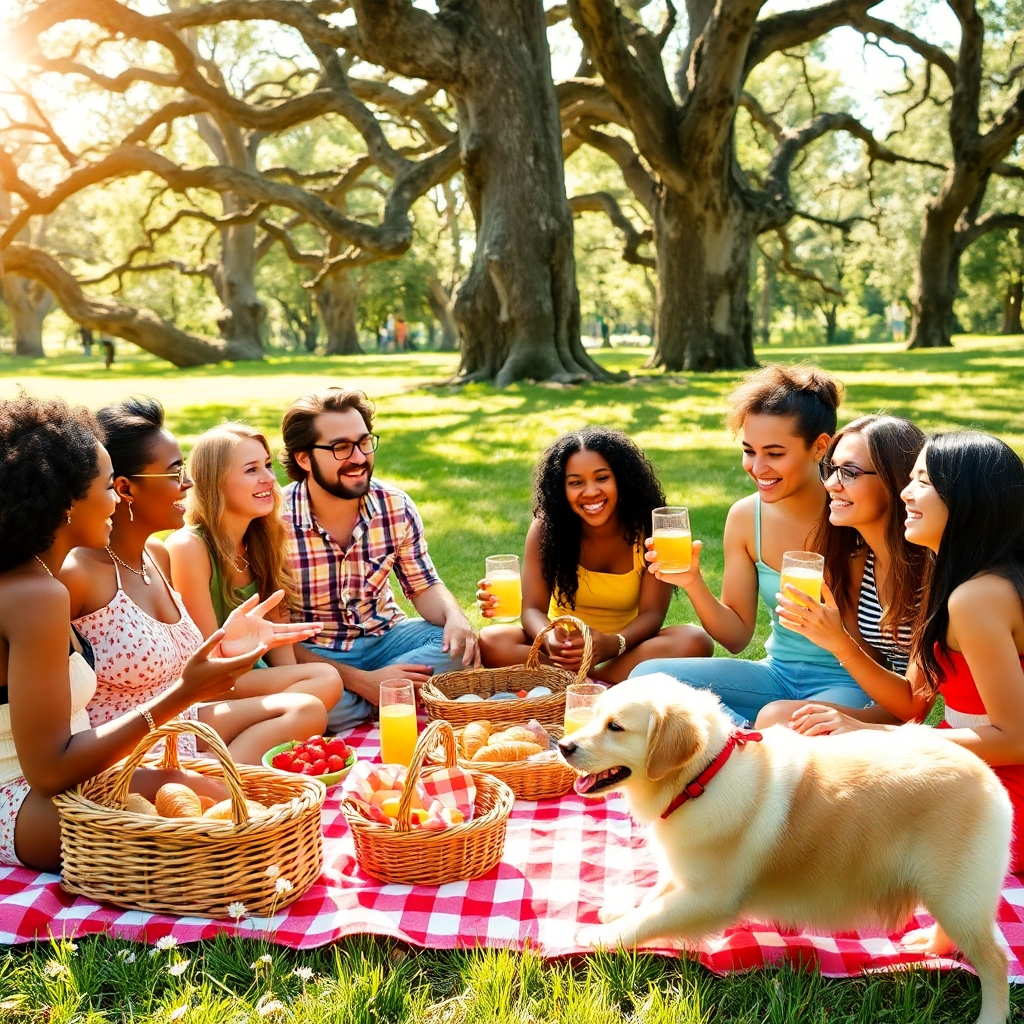 Diverse Group of Friends Enjoying a Picnic – free AI stock image