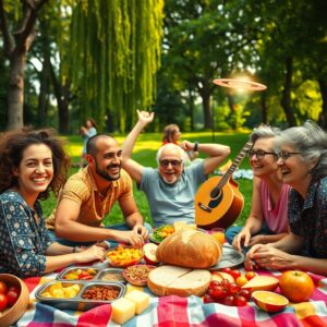 Diverse Group of Friends Enjoying a Picnic – free AI stock image