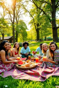 Diverse Group of Friends Enjoying a Picnic – free AI stock image