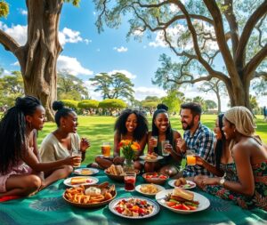 Diverse Group of Friends Enjoying a Picnic – free AI stock image