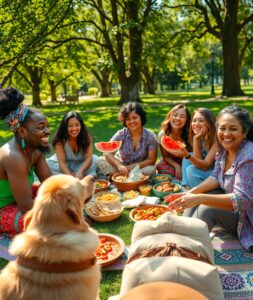 Diverse Group of Friends Enjoying a Picnic – free AI stock image