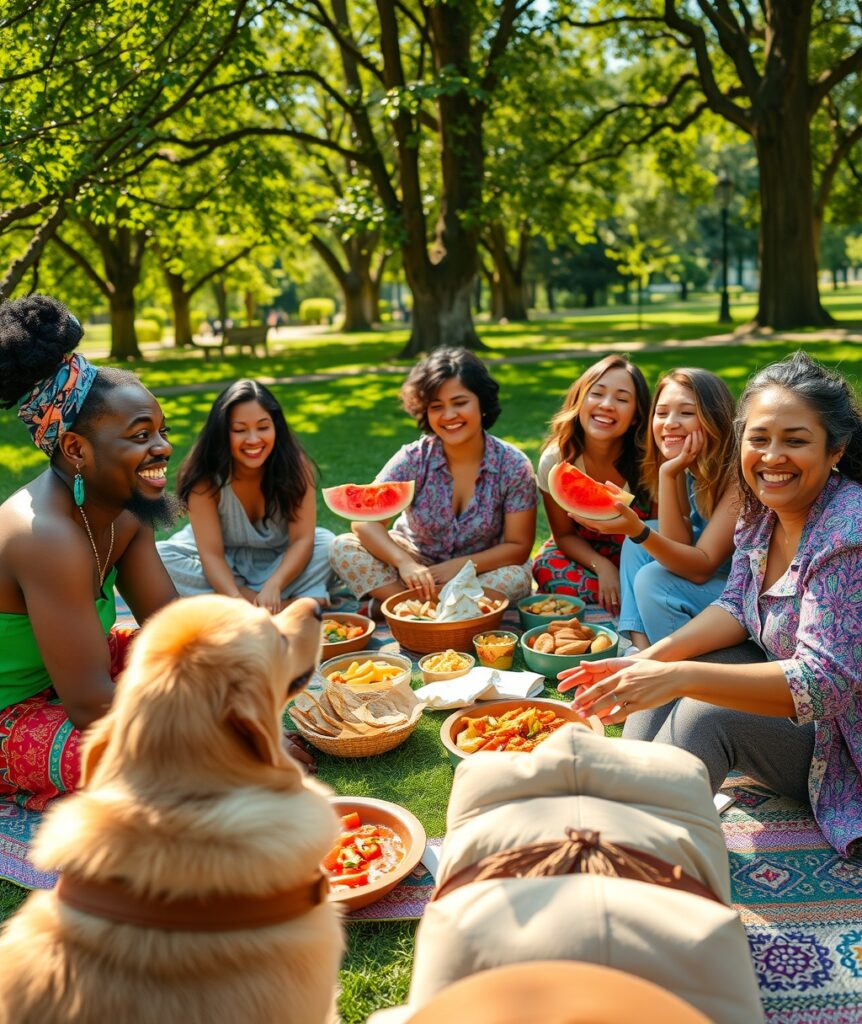 Diverse Group of Friends Enjoying a Picnic – free AI stock image