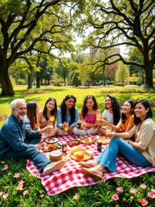 Diverse Group of Friends Enjoying a Picnic – free AI stock image