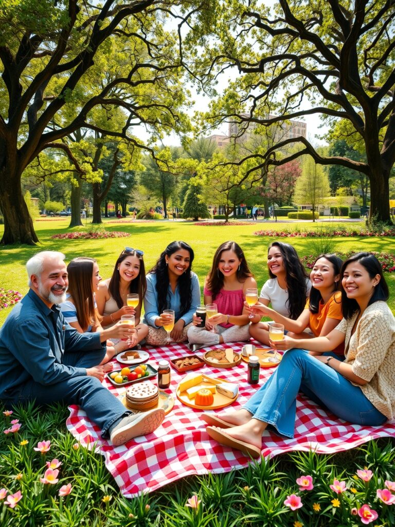 Diverse Group of Friends Enjoying a Picnic – free AI stock image