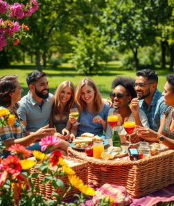 Diverse Group of Friends Enjoying a Picnic – free AI stock image