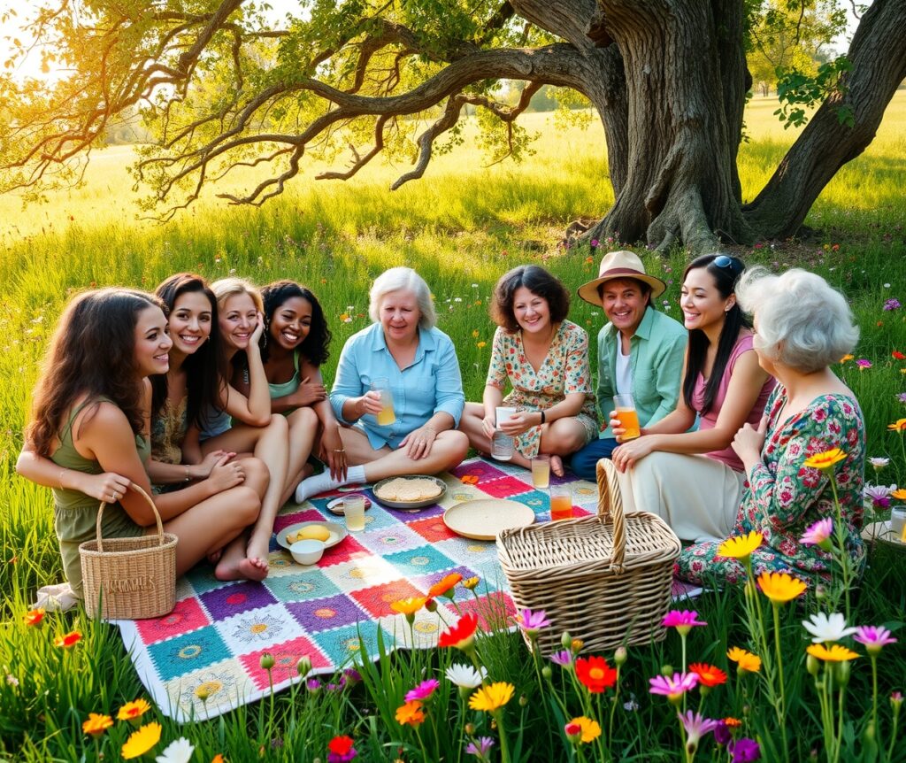 Diverse Group of Friends Enjoying a Picnic – free AI stock image