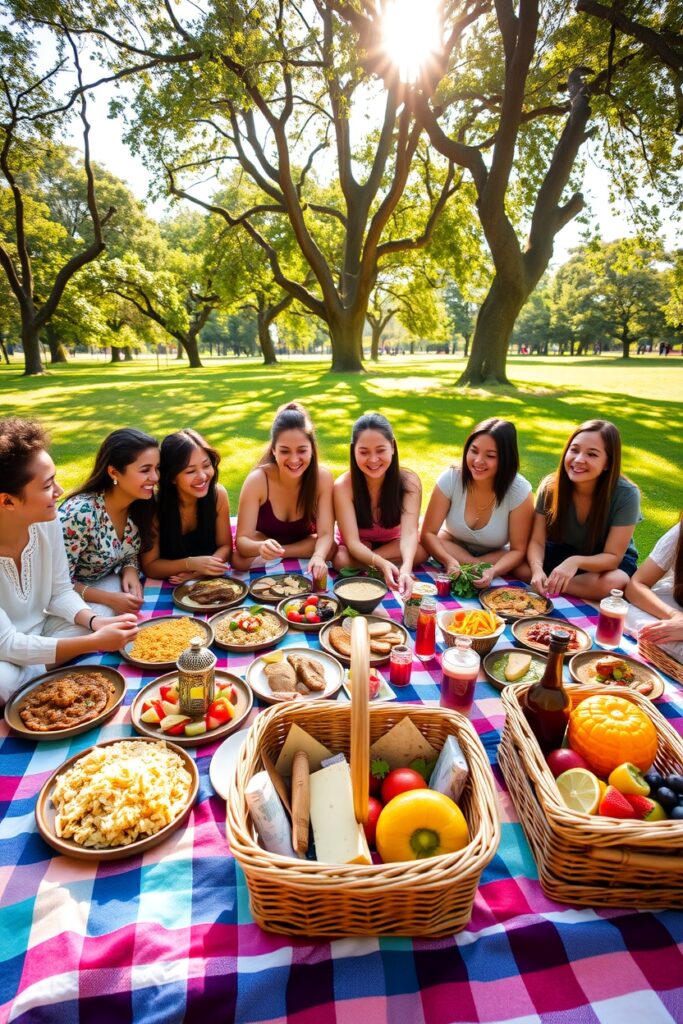 Diverse Group of Friends Enjoying a Picnic – free AI stock image