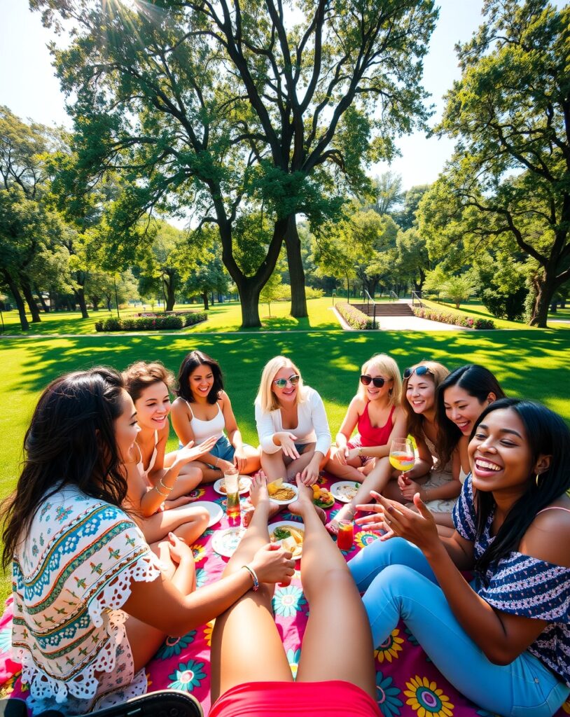 Diverse Group of Friends Enjoying a Picnic – free AI stock image