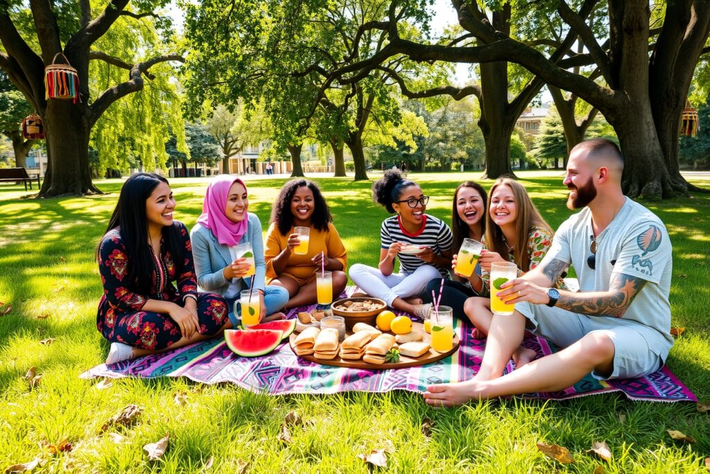 Diverse Group of Friends Enjoying a Picnic – free AI stock image