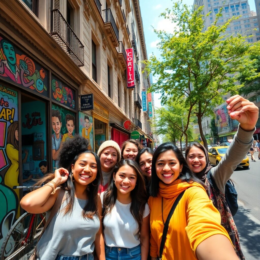 Diverse Group of Friends Exploring the City – free AI stock image