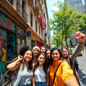 Diverse Group of Friends Exploring the City – free AI stock image