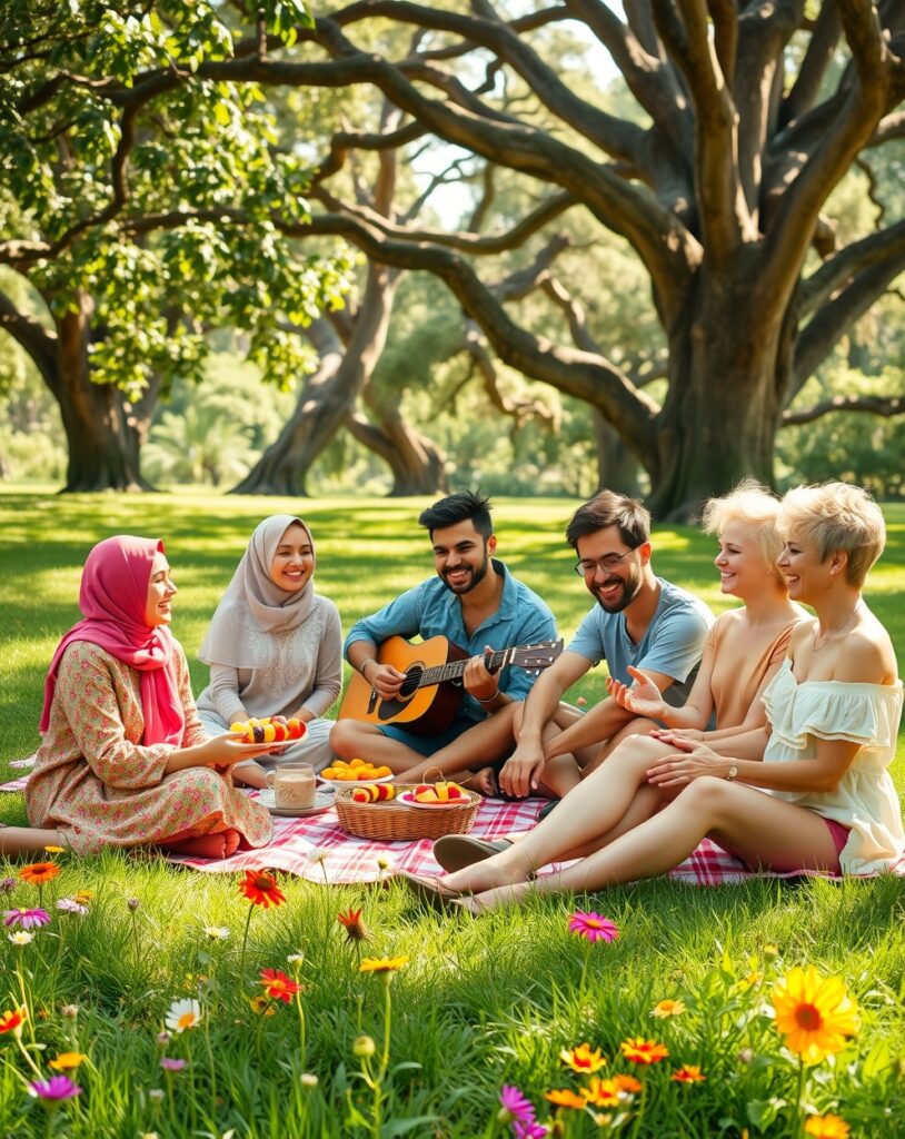 Diverse Group of Friends in a Park – free AI stock image