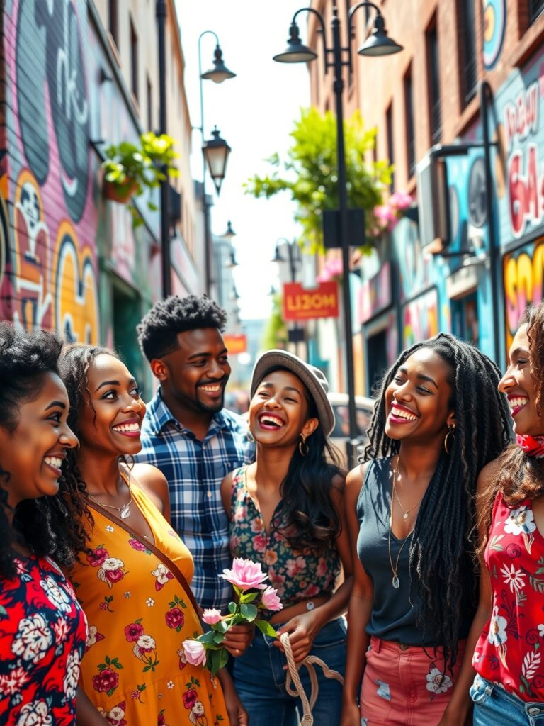 Diverse Group of Friends Sharing Moments – free AI stock image