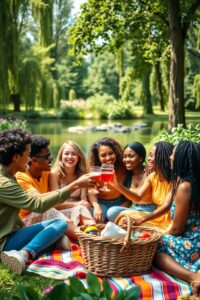 Diverse Group of Friends Sharing Moments Together – free AI stock image