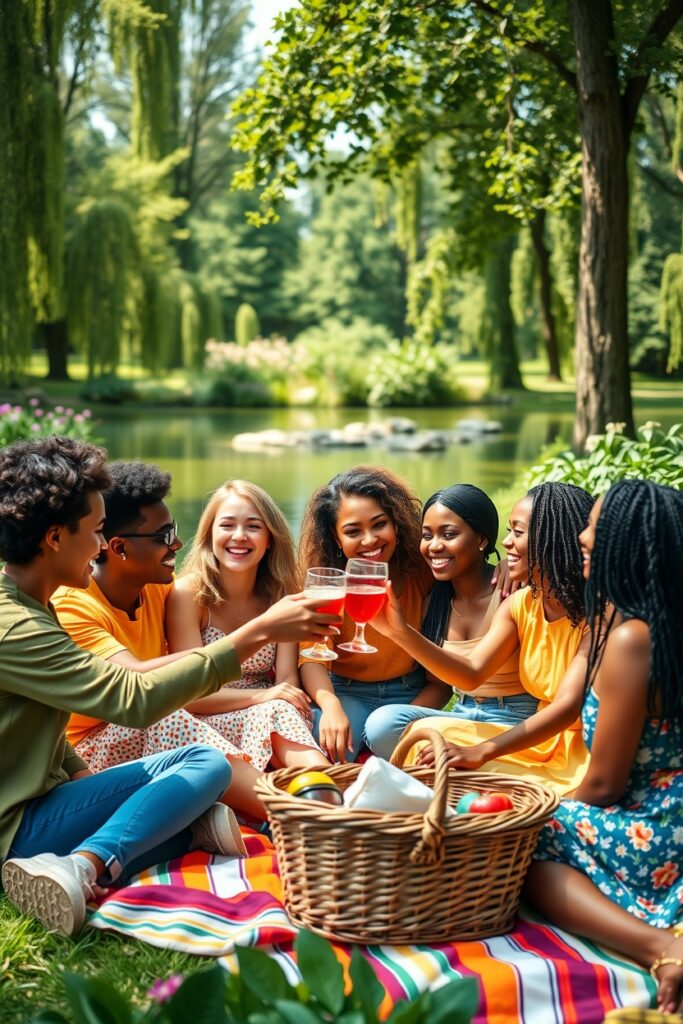 Diverse Group of Friends Sharing Moments Together – free AI stock image