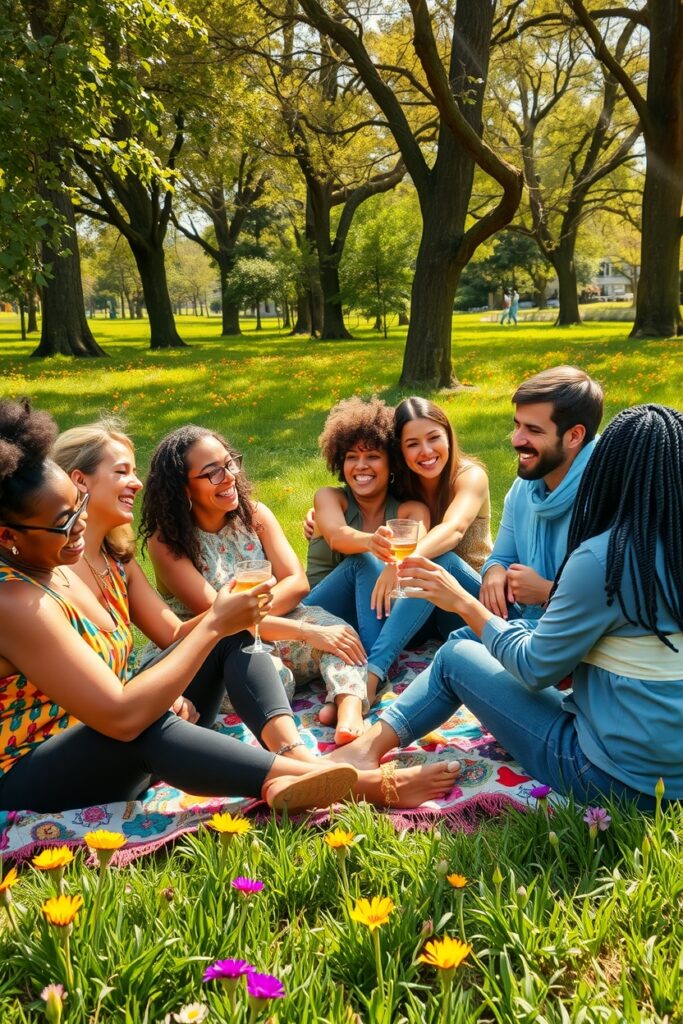 Diverse Group of Friends Sharing Stories – free AI stock image
