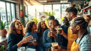 Diverse Group of People Engaging in Conversation – free AI stock image