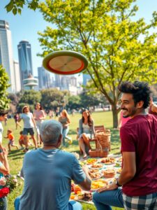 Diverse Group of People in City Park – free AI stock image