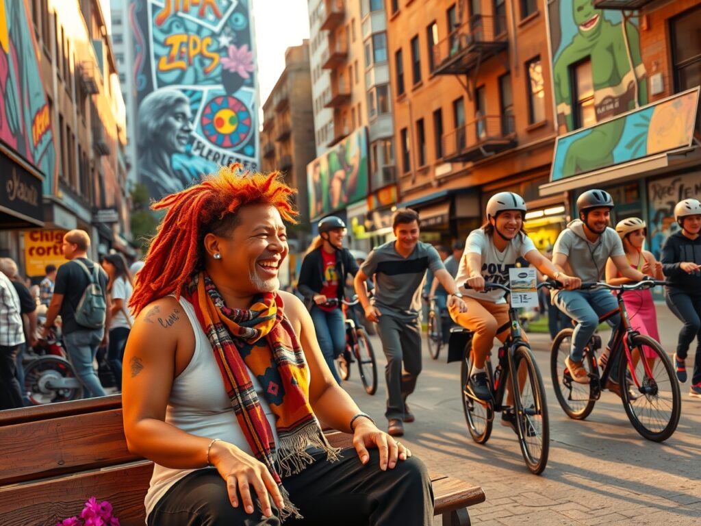 Diverse Group of People in Urban Setting – free AI stock image