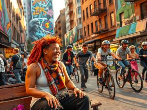 Diverse Group of People in Urban Setting – free AI stock image