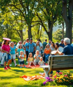 Diverse Group of People Interacting in a Park – free AI stock image