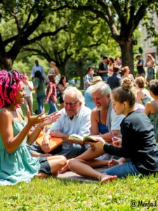 Diverse Group of People Sharing Stories – free AI stock image