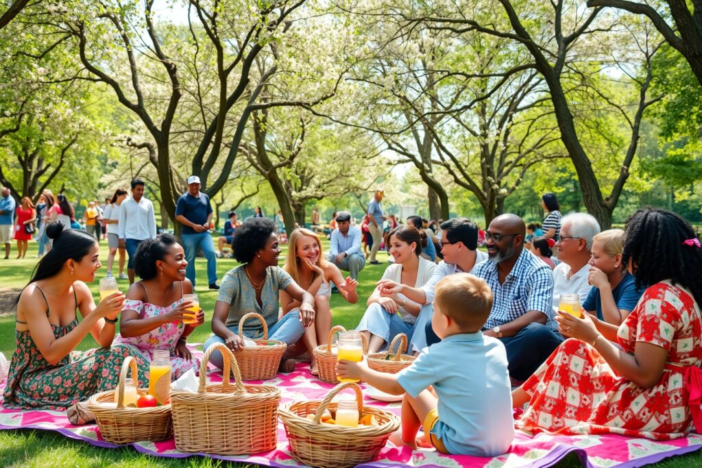 Diverse Groups Engaging in Lively Conversations – free AI stock image